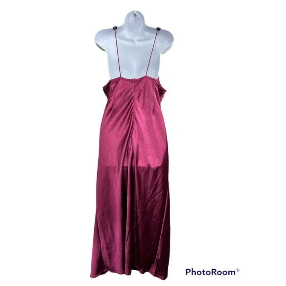 Bridesmaid Lioness Slip Dress 10 XL Magenta Cowl Neck Long Front Slit Sexy Maxi - Picture 7 of 11